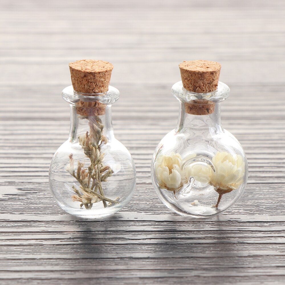 5Pc Mini Transparante Kurk Glazen Flessen Lege Sample Groene Kraal Potten Wishing Bulk Containers Decor Hangers Opslag Flacon