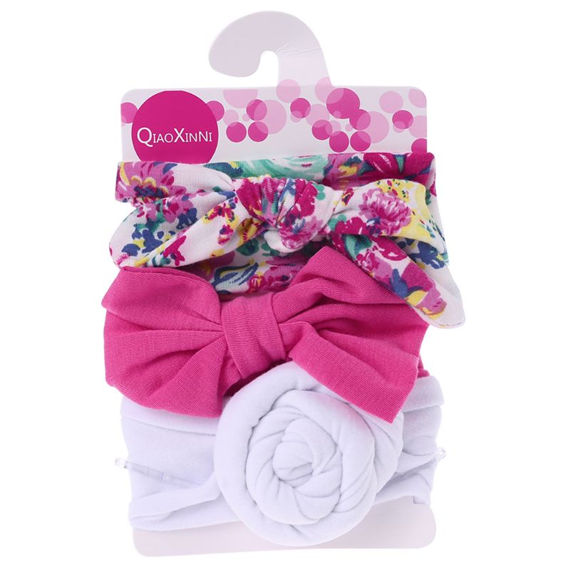 Conjunto de 3 unidades de lazos florales para bebé, diadema con lunares y lazo, diademas de algodón para niña, accesorios para el cabello para niña: 4