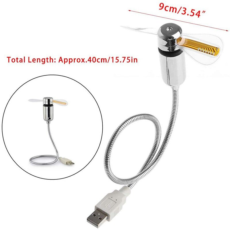 Ventilador USB , ventilador programable con luz LED RGB USB, cuello de cisne Flexible, Mini ventilador USB para mensajes DIY para PC, portátil, Notebook y escritorio