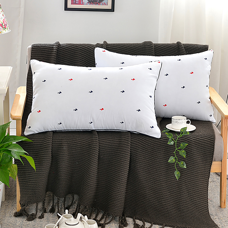 Oreiller en tissu de plumes doux imprimé, oreiller de sommeil Super extensible pour le cou, fournitures standard d'hôtel et de maison