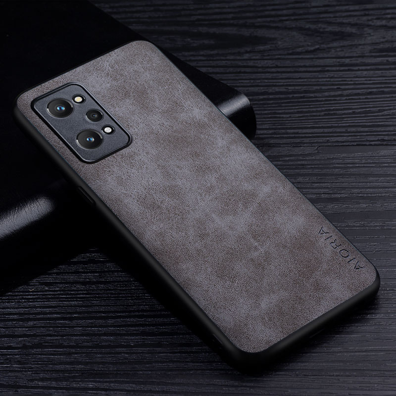 Prämie PU Leathe Telefon fallen für OPPO Realme GT 2 Profi Neo2 kratzen-Besteändig Solide Farbe Abdeckung für Realme GT2 Profi Meister fallen: GT Meister Auflage / grau