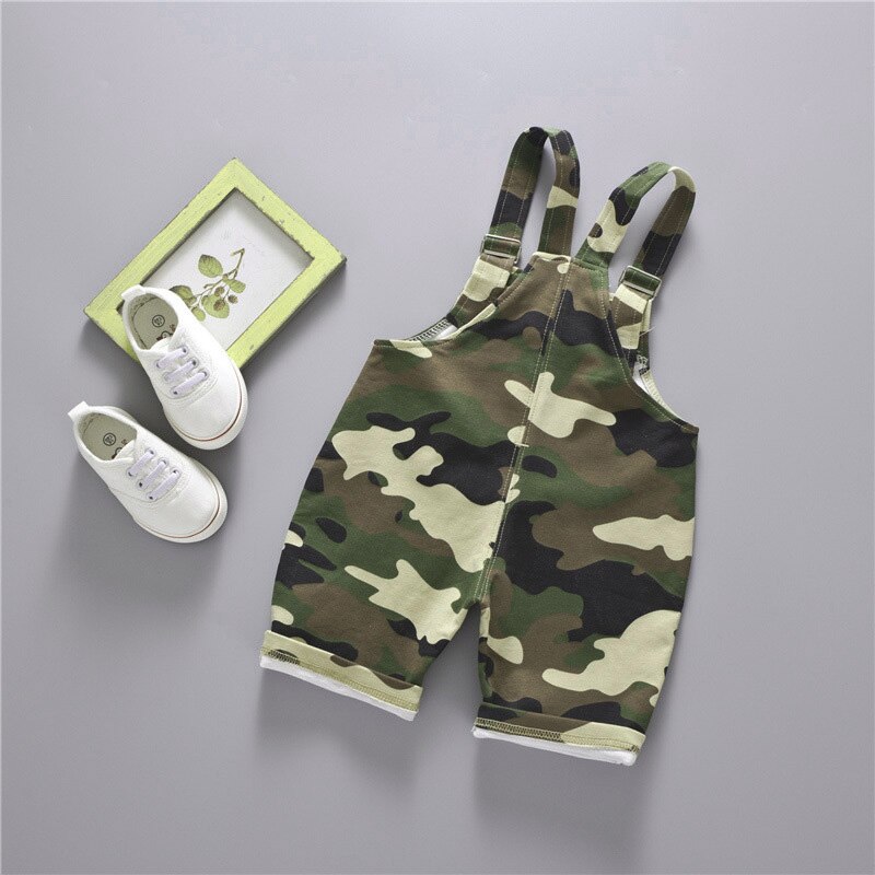 Toddlers Baby Boy Girls Suspender Pants Children Cotton Camouflage Pattern Pants Overalls Trousers Batiste