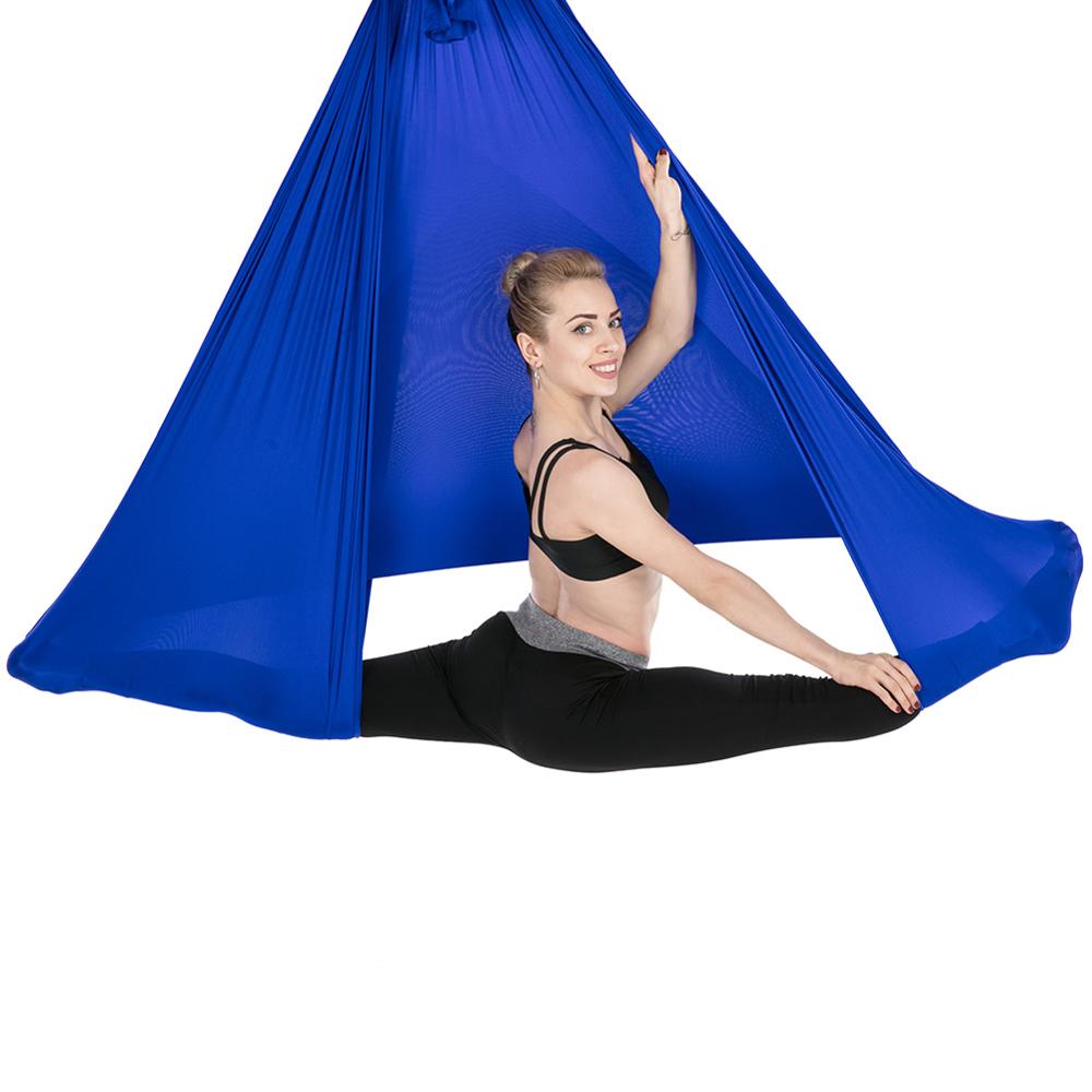 5*2.8m elastiske aerial yoga hængekøje swing seneste anti-tyngdekraft yoga bælter til yoga træning yoga sport: Dyb blå