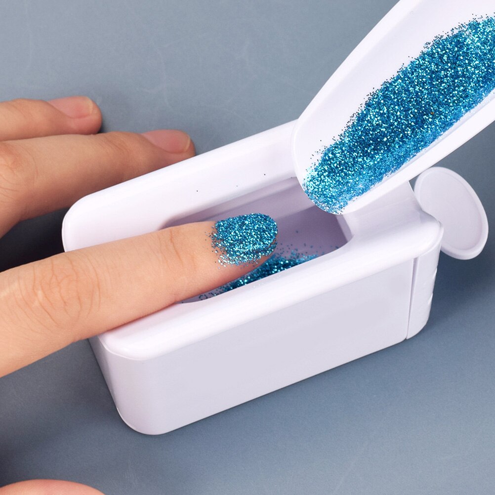Duurzaam Manicure Pailletten Glitter Recycling Box Nail Decoratie Supply (Wit)