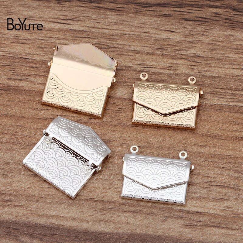 BoYuTe (10 Pieces/Lot) 15*20MM Metal Brass Envelope Photo Locket Diy Floating Locket Charms for Jewelry Making