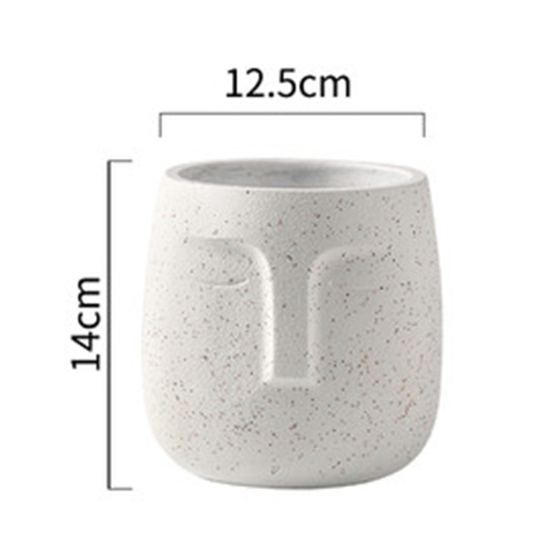 5.5 inch Human Face Flowerpot Portrait Facial Flower Planter Matt Ceramic Vase Garden Planter Pot Home Decor Craft A1583: White