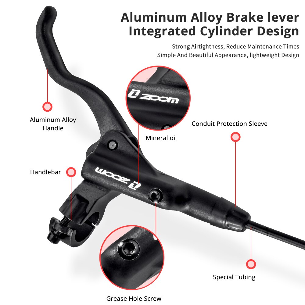 ZOOM-freno de disco hidráulico para bicicleta de montaña, tubo de aceite grueso, antidesgaste, aleación de aluminio, 4 colores, HB-875