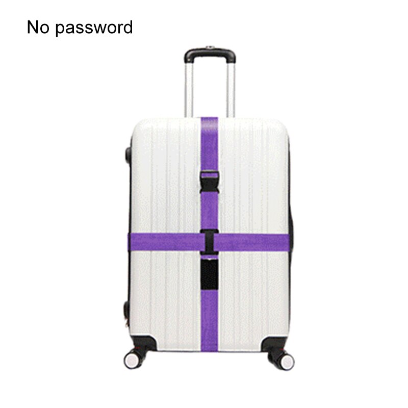 Luggage Strap Cross Belt Packing Adjustable Travel Suitcase Travel Accessories For Trolley Suitcase Safe Packing Belt: Purple No password