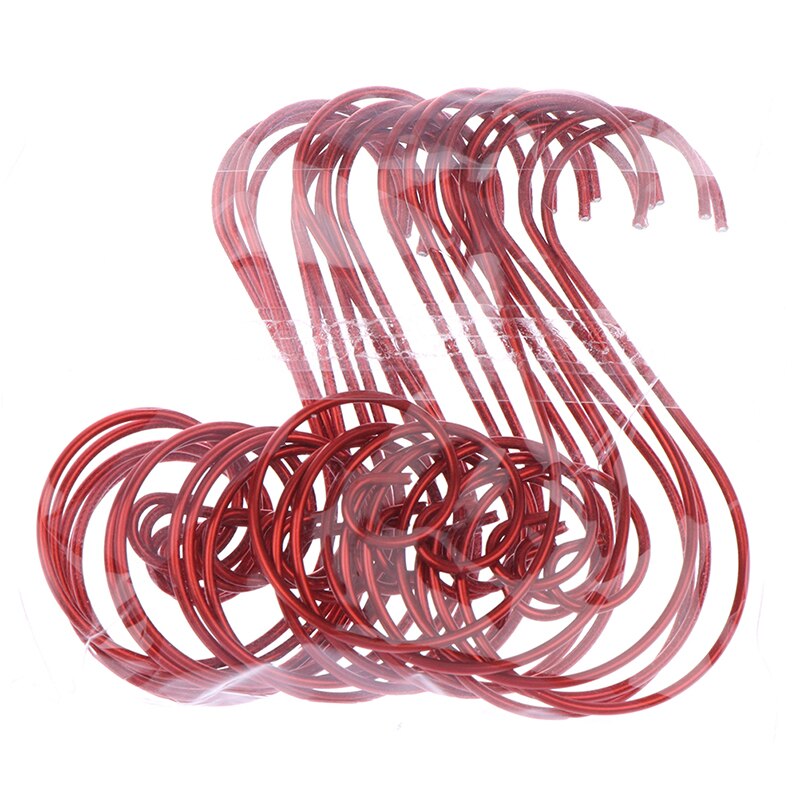 20pcs Multi-purpose S-shaped Hook Rack Mini Metal S Shape Hooks Christmas Tree Holder Decoration Stainless Steel Hook: red