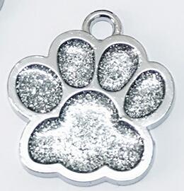 Hundbrickor graverad katt valp husdjurs-id namn krage tag hänge ben&tass glitter söta tillbehör för husdjur: Silver-