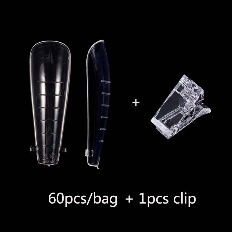 60 stk dual form negle forlængelsesforme til hurtig opbygning af akryl fransk kiste falske negle system nail art tips top form former: 60 stk. h