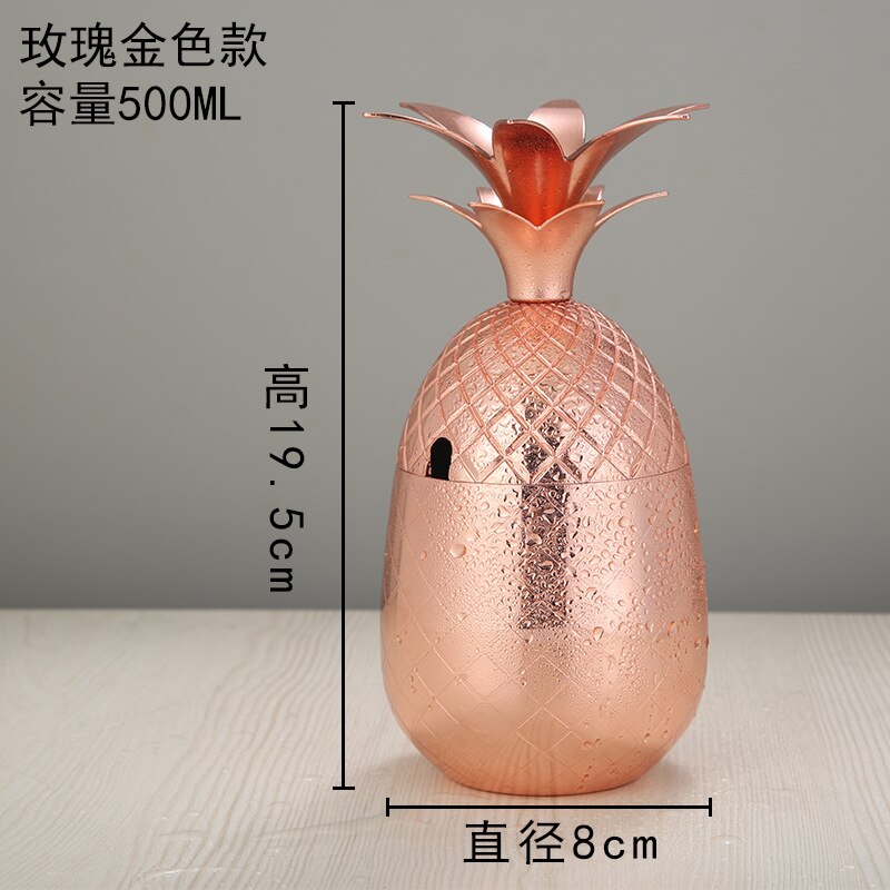 Verre à cocktail ananas en acier inoxydable de 500ml, verre à vin en métal, tasse de mule de moscou, verre à cocktail moléculaire spécial et bar