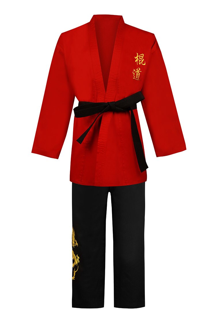 Gode børn taekwondo uniform rød bomuld karate dobok tkd dragt børn grundlæggende stil taekwondo tøj karate-setti