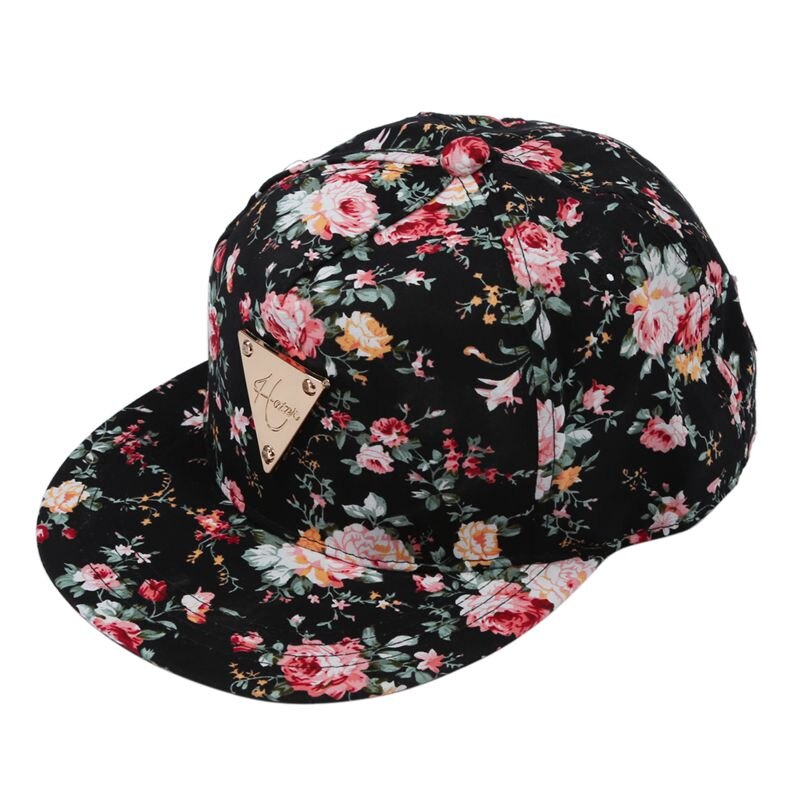 Bloemen Snapback Hoed, Hip-Hop Platte Schilden Baseball Cap Maat Verstelbaar