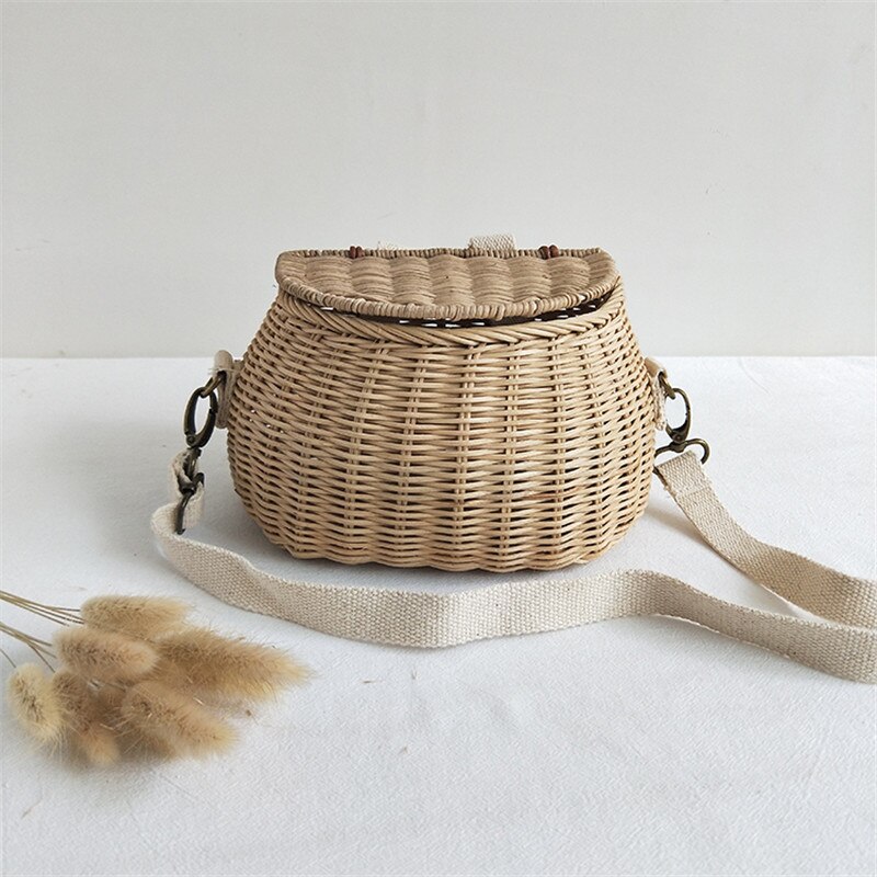 Kleine Grote Back Mand Kinderen Fietsmand Handgemaakte Tattan Mand Kid 'S Rugzak Meisjes: beige / Child