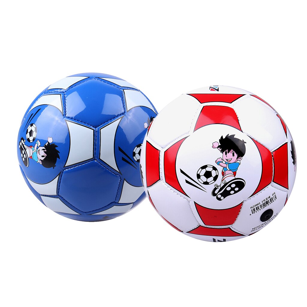 2pcs Football Ball Size 2 Soccer Training Ball for Toddler Teens Blue+Red