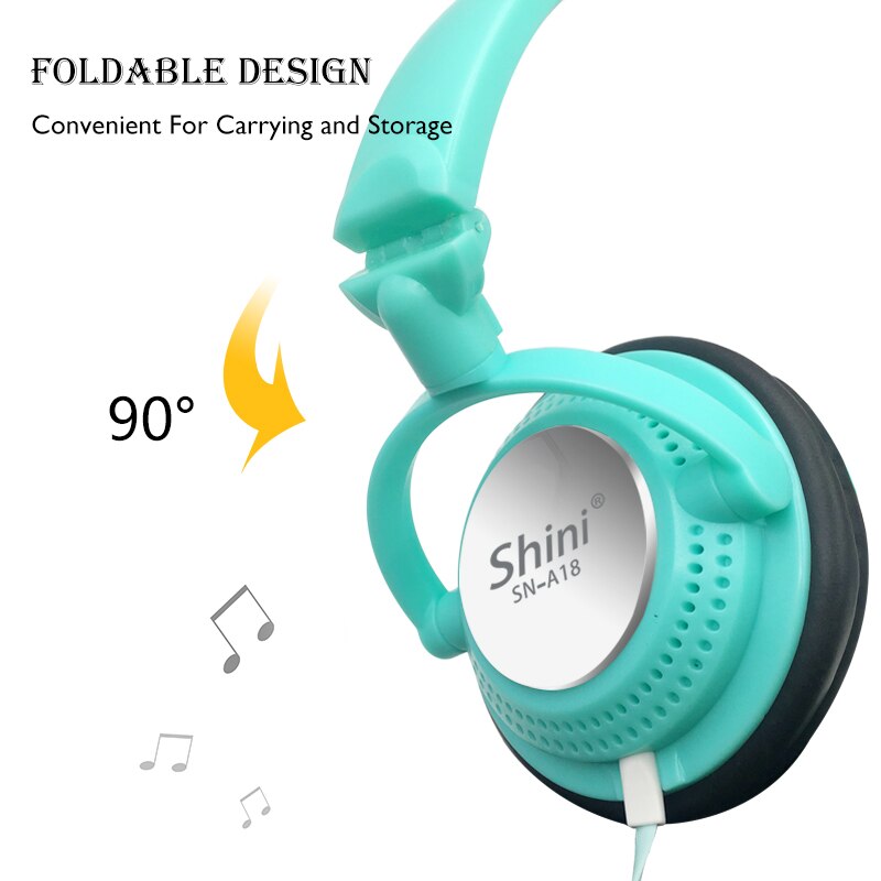 Shini kabelgebundener kopfhörer mit mikrofon, 3.5mm ohrhörer, faltbares gaming-headset, super-bass-stereo-musik-headset für pc und smartphones