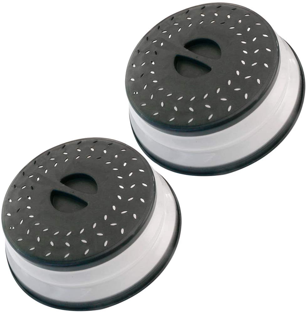 Foldable Microwave Spatter Cover Kitchen Sealing Heating Covers Oil Preventer Cover For Refrigerator Microwave Oven , BPA-Free: Black x2