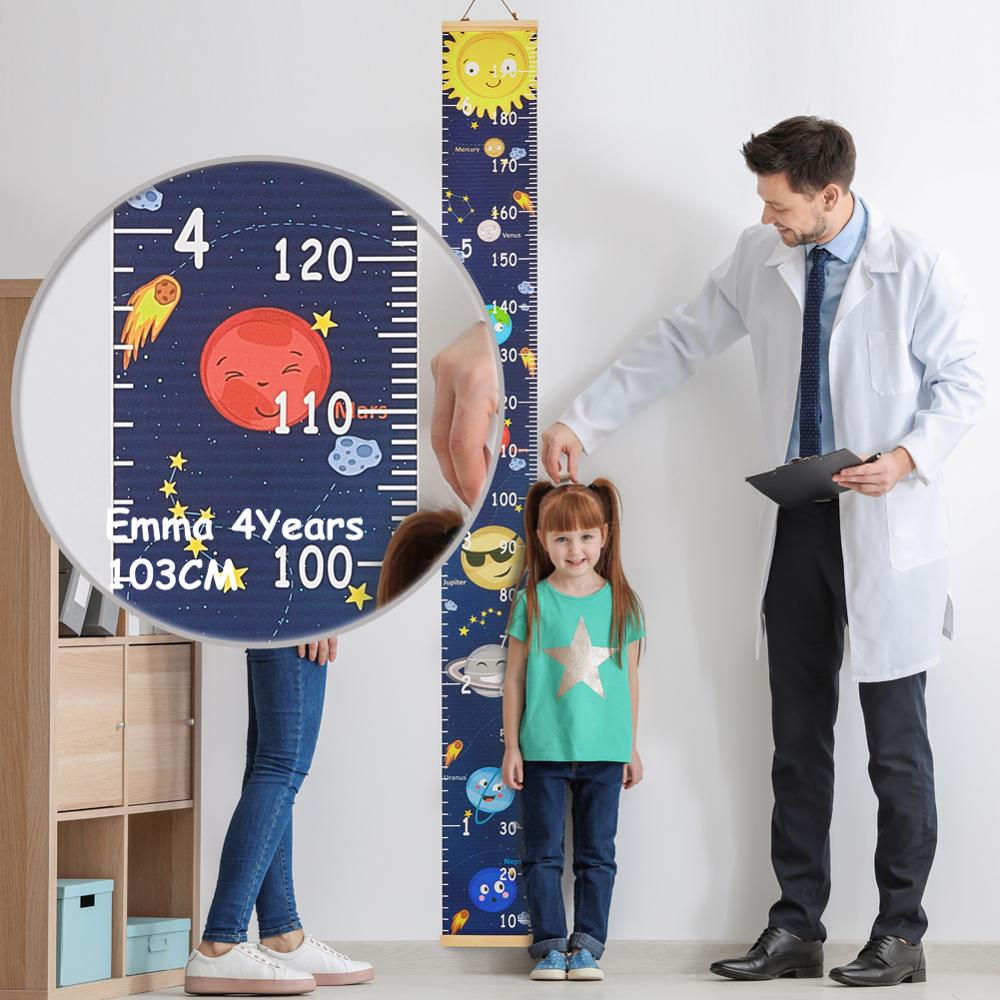 Heminredning vägghängande tecknat mönster höjdmått linjal trä barn höjd linjal tillväxt diagram bord väggdekal