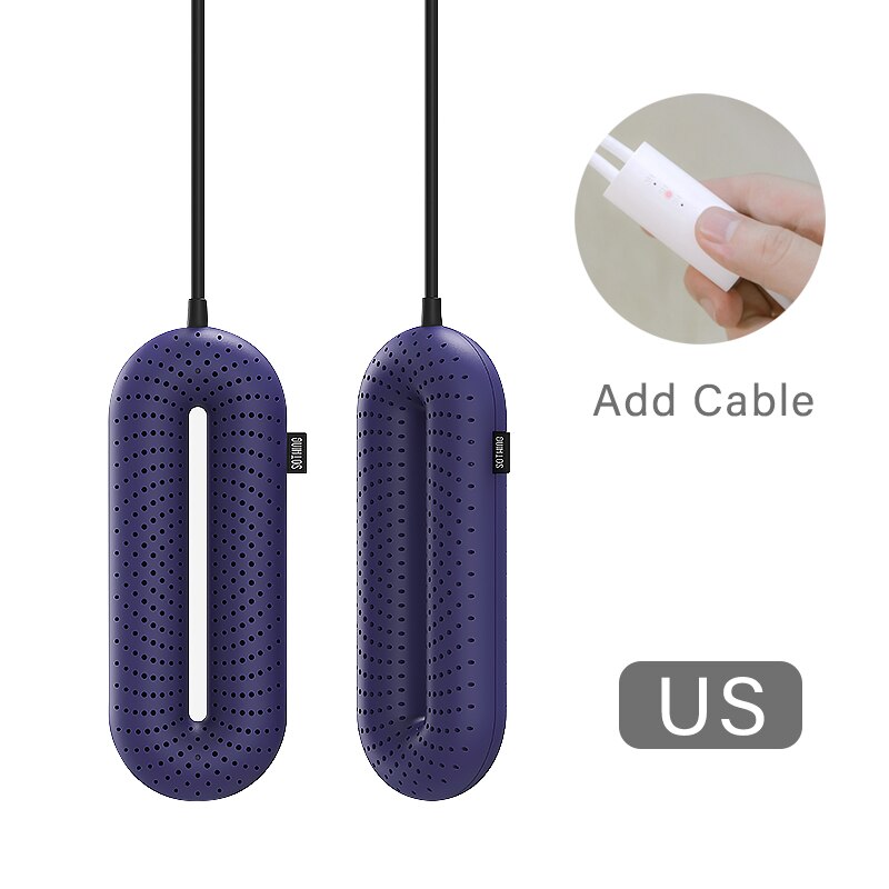 Mijia-secador de zapatos portátil esterilización eléctrica UV, secado a temperatura constante, desodorización: Purple US Add Cable