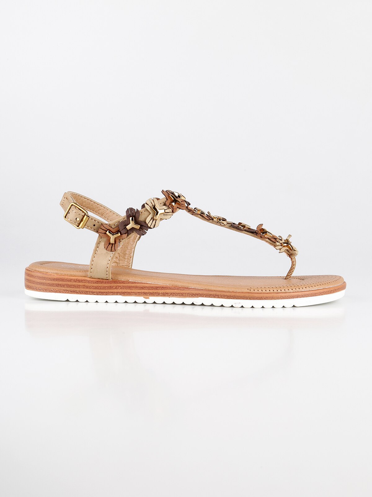 Sandalen Flip flops beige studded