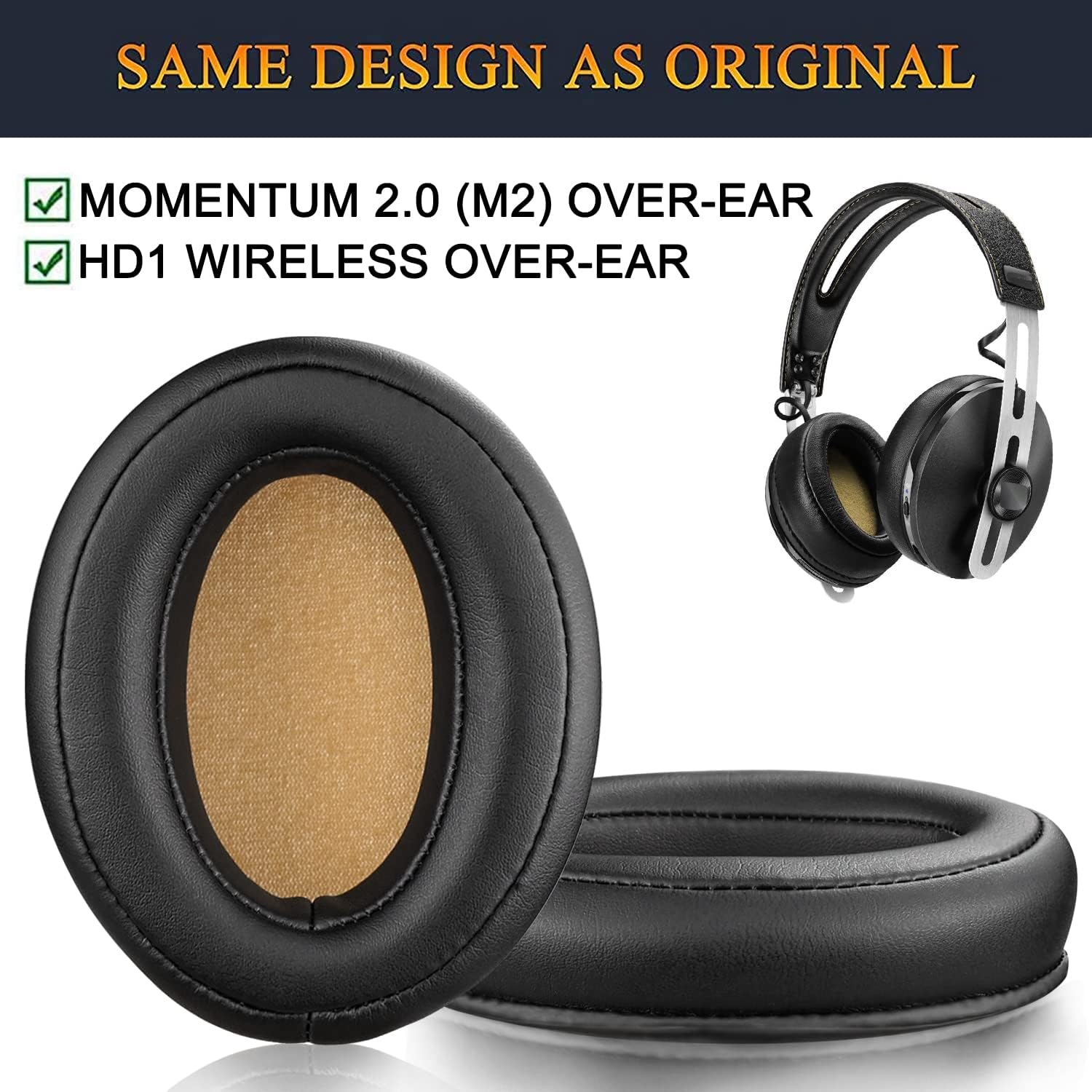 Oordopjes Vervanging Voor Sennheiser Momentum 2.0 (Momentum 2, M2), Hd1 Rond-Oor Hoofdtelefoon, Oorkussentjes Met Geluidsisolat