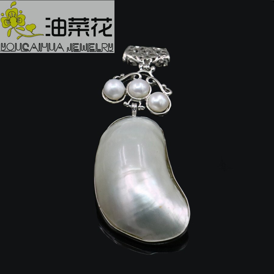 Flor hermosa chica Natural abulón concha marina mar concha de perla colgantes pájaro hipocampo joyería haciendo de para las mujeres: 3 white pearl