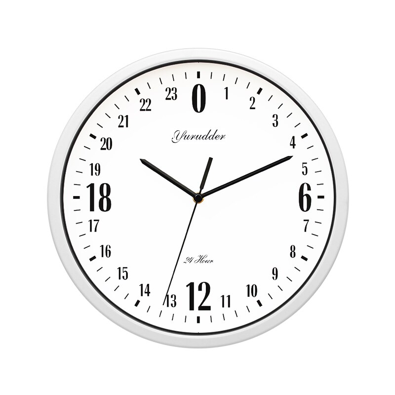 Newest 24 Hour Dial 12 Inches Metal Frame Modern Decorative Round Wall Clock: white frame