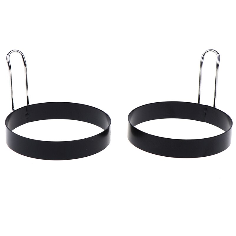 2pc antiaanbakvormen voor gebakken eieren met handvat, ronde pannenkoekvormen, eieren, bakvorm