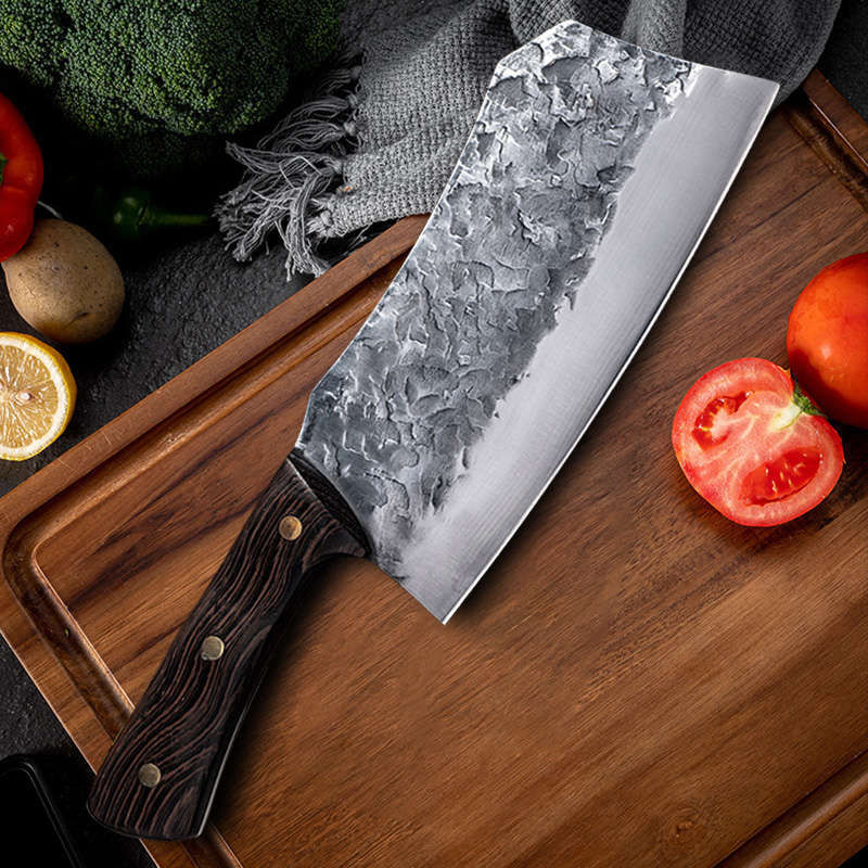 Handmade Forged Kitchen Knife High Carbon Steel Chef Slicing Chopping Butcher Knife Traditional Cooking Tools
