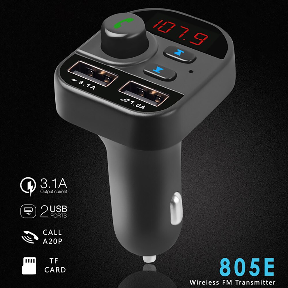 Car Fm Wireless Bluetooth 5.0 Hands-free Kit FM Transmitter Car MP3 Radio Adapter 2 USB Charger FM Modulator