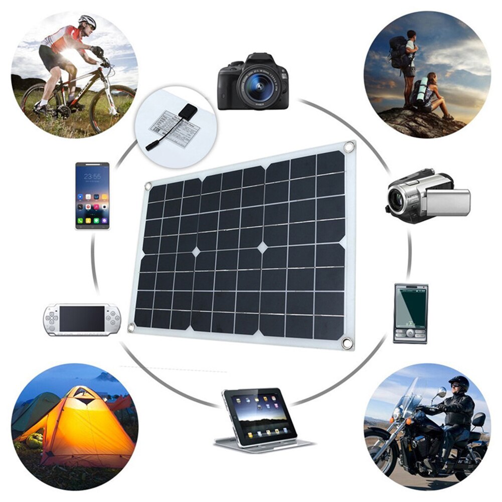 Panel Solar de 20W 12V 24V con Clip de batería, controlador Solar de carga para coche, celdas solares para exteriores, Camping y senderismo