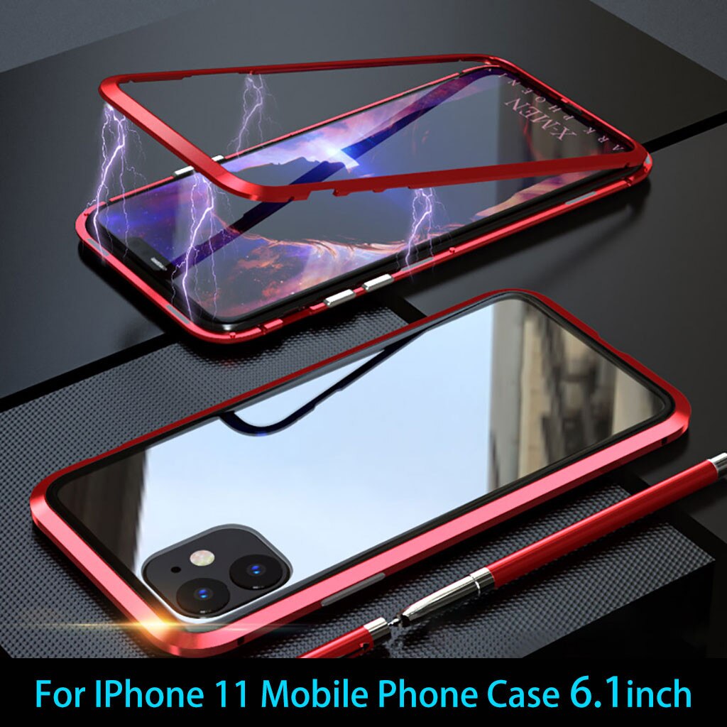30 # Magnetische Adsorptie Metalen Bumper Enkelzijdig Glas Case Cover Voor Iphone 1 1/Pro/Pro Max Beschermende case Cover Voor Iphone 1