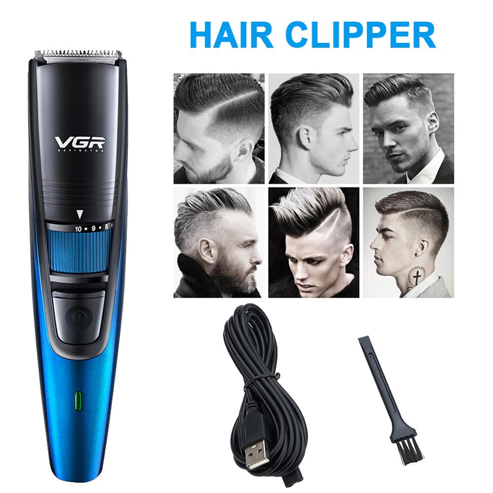 Machine de coupe de cheveux Rechargeable professionnelle à faible bruit réglable 0-10mm rasage électrique titane lame en céramique tondeuse à cheveux V-052