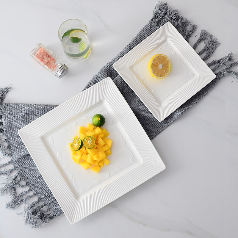 Home Kitchen Servies Pure Witte Steak Plaat Vlakke Plaat Keramische Zoete Hart Schotel