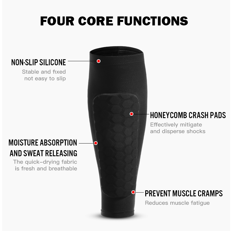 Manchons de jambe protège-tibia antichoc nid d'abeille Nylon Support chaussette protège-tibia équipement de football boucliers de football Legging de sport