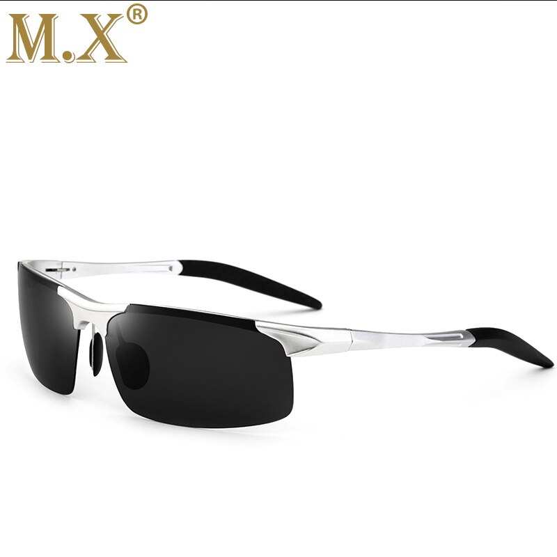 Aluminium Magnesium Männer Sonnenbrille Polarisierte Sport Fahren Nachtsicht Brille Sonnenbrille Angeln UV400 Randlose Sonnenbrille: Silber- Schwarz