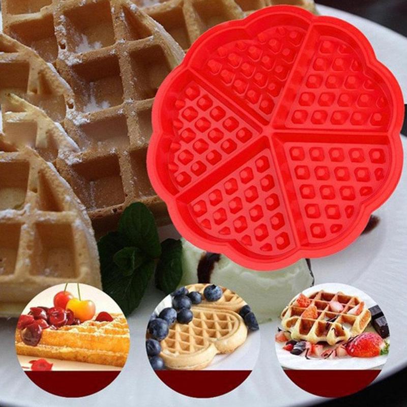 1 pc Hartvorm Wafels Mold Silicone Rood 5-Holte Oven Pan Mold Magnetron Cake Muffin Candy Jelly Chocolade mold