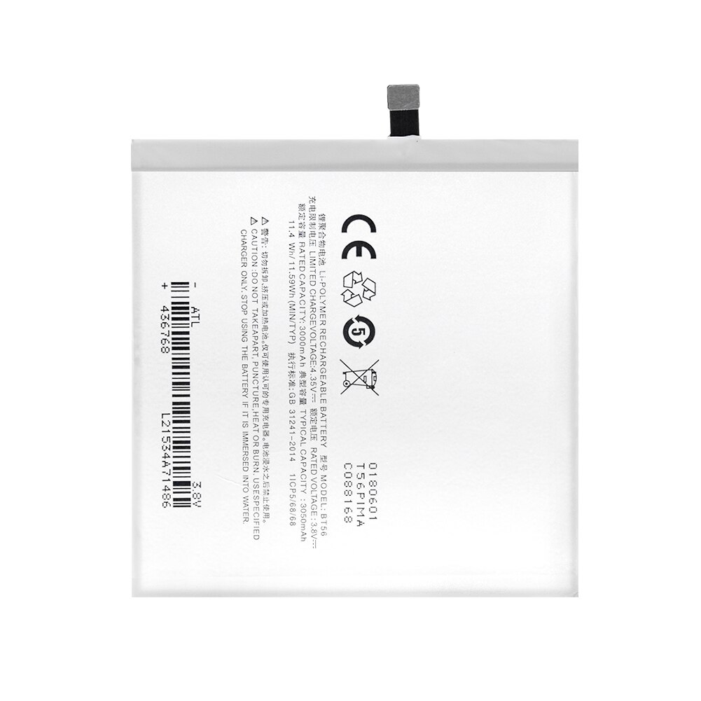 3,8 V 3050mAh BT56 praktisch Batterie Ersatz BT56 Lithium Li-Ion Akku Für Meizu M576/M576U/MX5 Profi/NIUX/Profi 5: Ursprünglich Titel