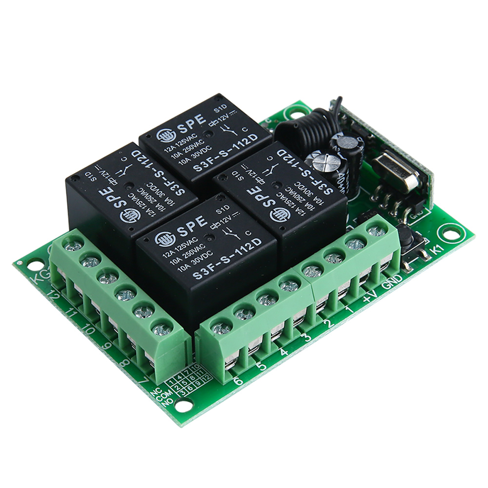 Dc 24V 10A 4CH Draadloze Relais Module Afstandsbediening Schakelaar Smart Home Automation Ontvanger Voor EV1527 Rf 433Mhz Afstandsbediening controles