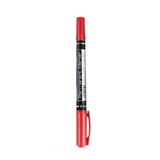 0.5/1mm Dual Double Tip Waterproof Pens Fast Dry Permanent Marker Environmental Ink two side smooth writing logistics: 1 PC RED