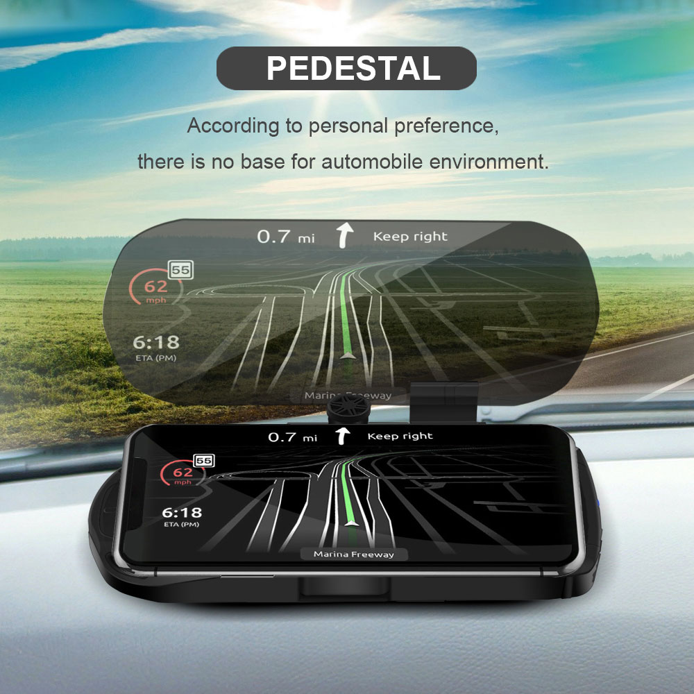 Bil hud mobiltelefon holder head up display 10w trådløs oplader gps navigation bil hastighed projektor bil opladningsbeslag
