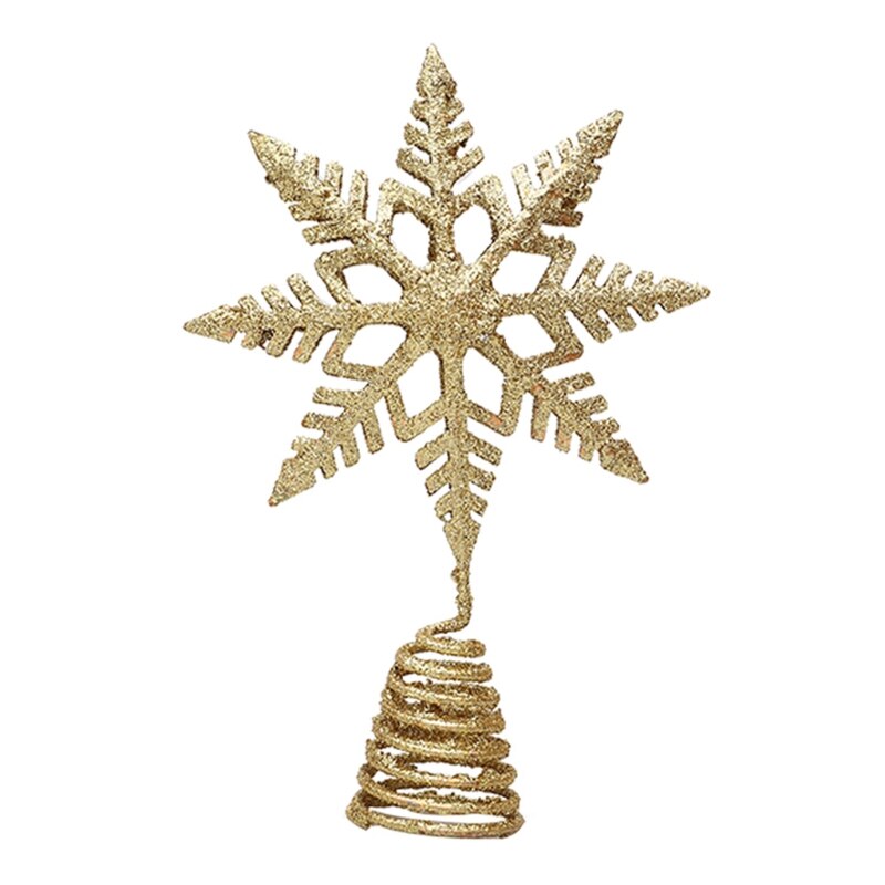 Décoration de sapin de noël, flocon de neige, étoile, or, argent, paillettes rouges, accessoires décoratifs,