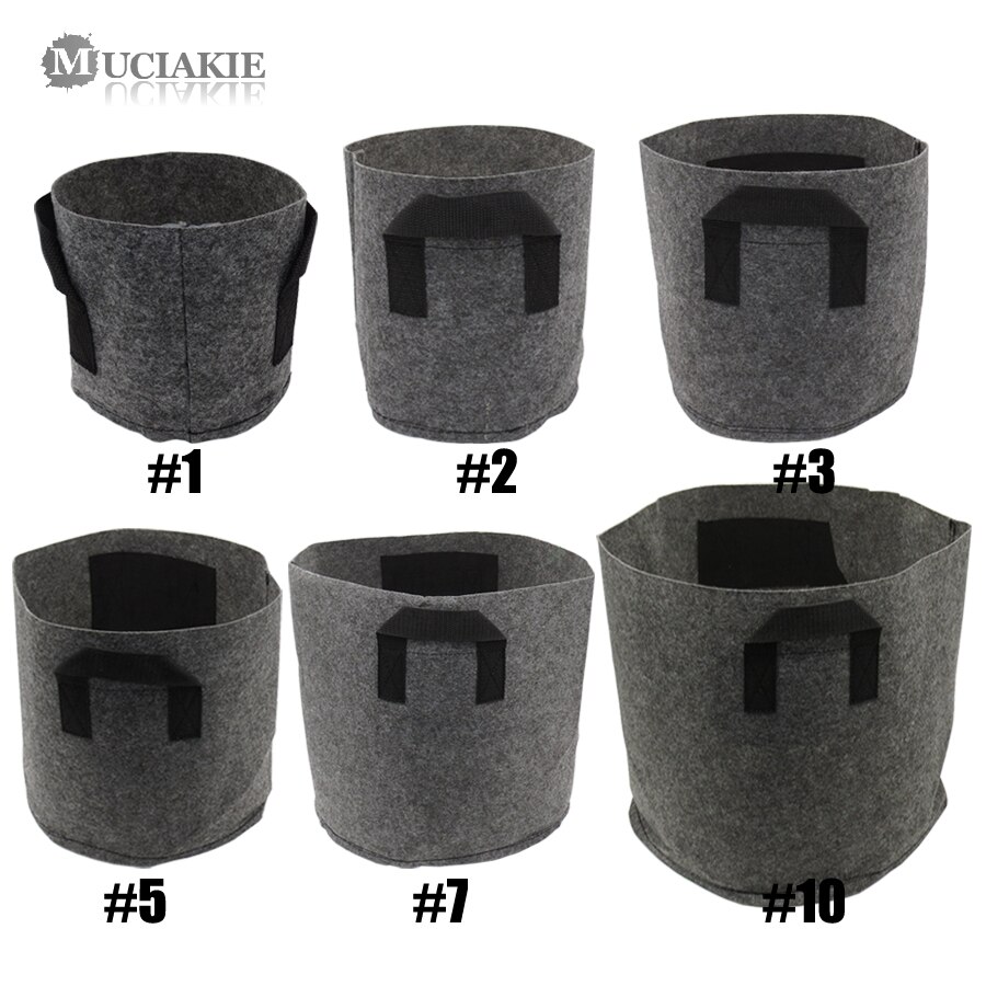 1/2/3/5/7/10 Gallon Garden Grow Bag with Handle Felt Grey Fabric Plant Planting Growing Box Vegetable Potato Round Pot Container