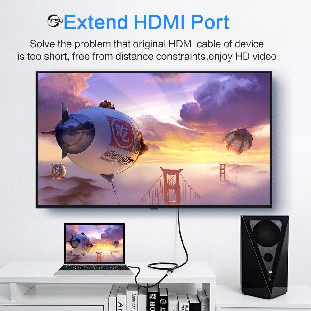 Fus 4K Hdmi Verlengkabel Hdmi 1.4 Man-vrouw Adapter Port 1080P Extender Voor Hdtv Projector PS3 4 Nintend Schakelaar Laptops