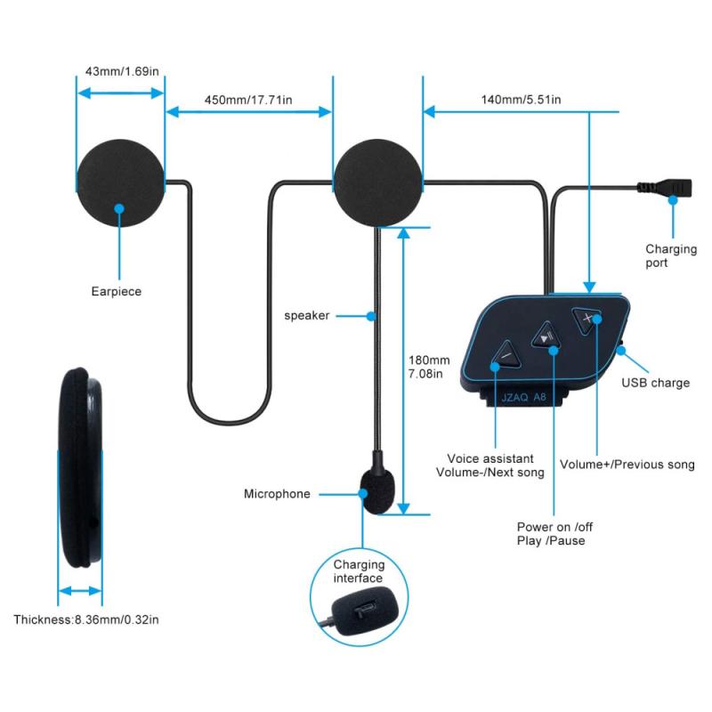 Bluetooth 5,0 Motorrad Helm Bluetooth Headset Drahtlose Freihändige Kopfhörer Motorrad Helm Lautsprecher Musik Spieler: 01