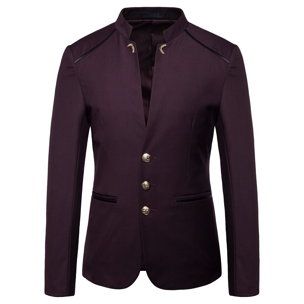 Chinese Style Mandarin Collar Business Casual Wedding Slim fit Blazer Men Casual Suits Jackets Male Stand Collar Blazer 4XL
