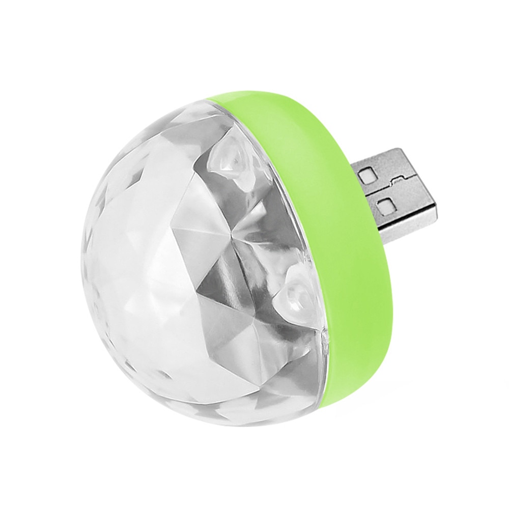 Mini usb disco dj ljus led lampa kristall magisk effekt scen boll lampor musik kontroll mobiltelefon usb ljus för hem år: Grön / För android