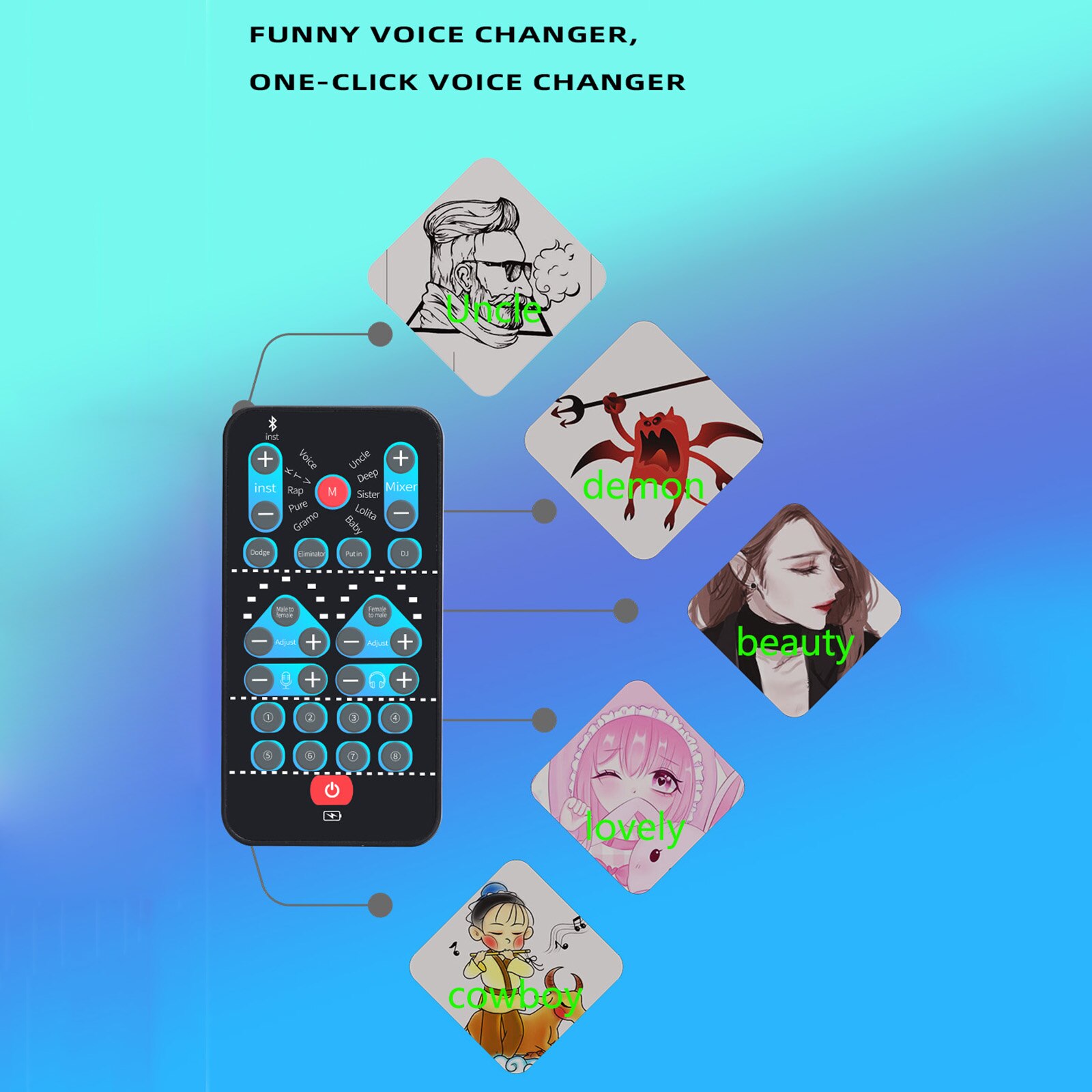 Voice Changer Mini Portable 10 Voice Changing Modulator with Adjustable Voice Functions Phone Computer Sound Card Mic Tool
