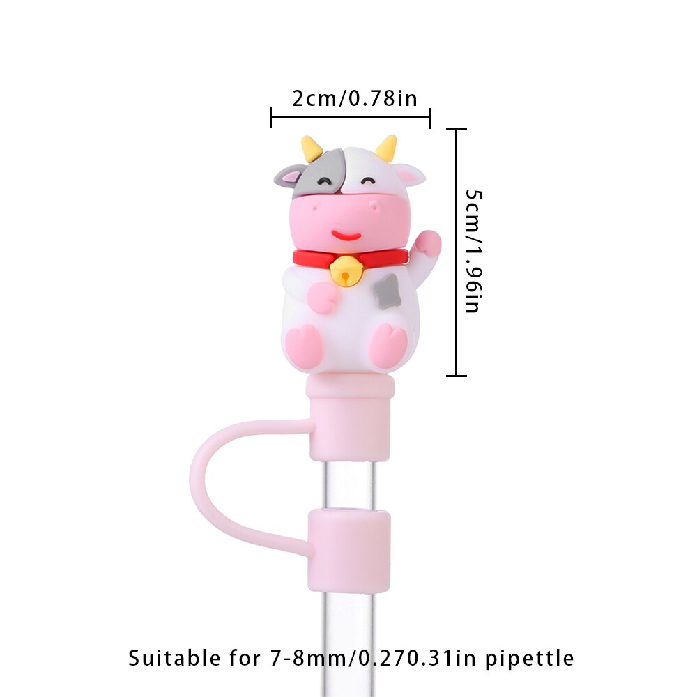 Silicone Straw Stopper Reusable Airtight Splash Proof Dust Straw Plug Glass Cup Accessories Cartoon Tips Cover Kitchen